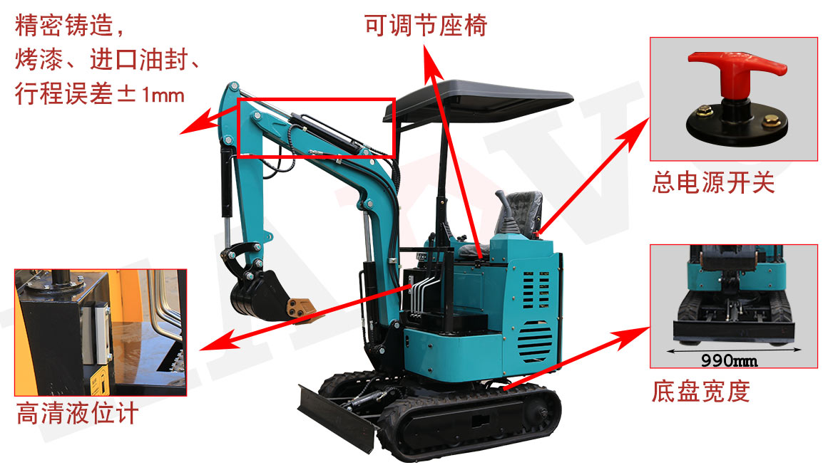 KV15B小型挖掘機(jī)標(biāo)準(zhǔn)配置